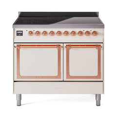 ILVE UNDI406QNMPAWP Nostalgie II Noblesse 40 inch Induction Range (Solid Door, Antique White, Copper)