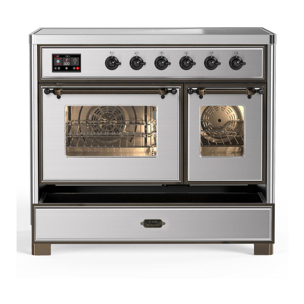 ILVE UMDIB40NR3SSB Majestic III 40 inch Induction Range with 6 Elements, 3.82 cu. ft. Total Oven Capacity (Triple Glass Door, Stainless Steel, Burnished)