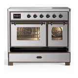 ILVE UMDIB40NR3SSB Majestic III 40 inch Induction Range with 6 Elements, 3.82 cu. ft. Total Oven Capacity (Triple Glass Door, Stainless Steel, Burnished)