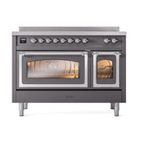 ILVE UNI486NMPMGC Nostalgie II Noblesse 48 inch Induction Range (Triple Glass Door, Graphite Matte, Chrome)