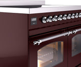 Nostalgie II 40 Inch Electric Freestanding Range in Burgundy with Chrome Trim