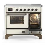 ILVE UMDIB40NR3AWB Majestic III 40 inch Induction Range with 6 Elements, 3.82 cu. ft. Total Oven Capacity (Triple Glass Door, Antique White, Burnished)