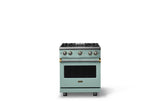 30"W. Sealed Burner Gas Range (Finish: Splash, Trim: Brushed Brass, Fuel: Propane)