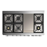 ILVE UM48FNR3BGC Majestic III 48 inch Dual Fuel Range with 8 Burners and Griddle, Dual Function Burner up to 25,000 BTU (Natural Gas, Triple Glass Door, Blue Grey, Chrome)