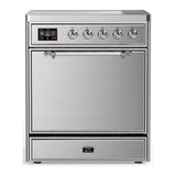 ILVE UMIB30QNR3SSC Majestic III 30 inch Induction Range with 4 Elements, 4 cu. ft. Oven Capacity (Solid Door, Stainless Steel, Chrome)