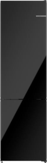 800 Series Free-standing fridge-freezer with freezer at bottom, glass door 24" Black, Total No Frost