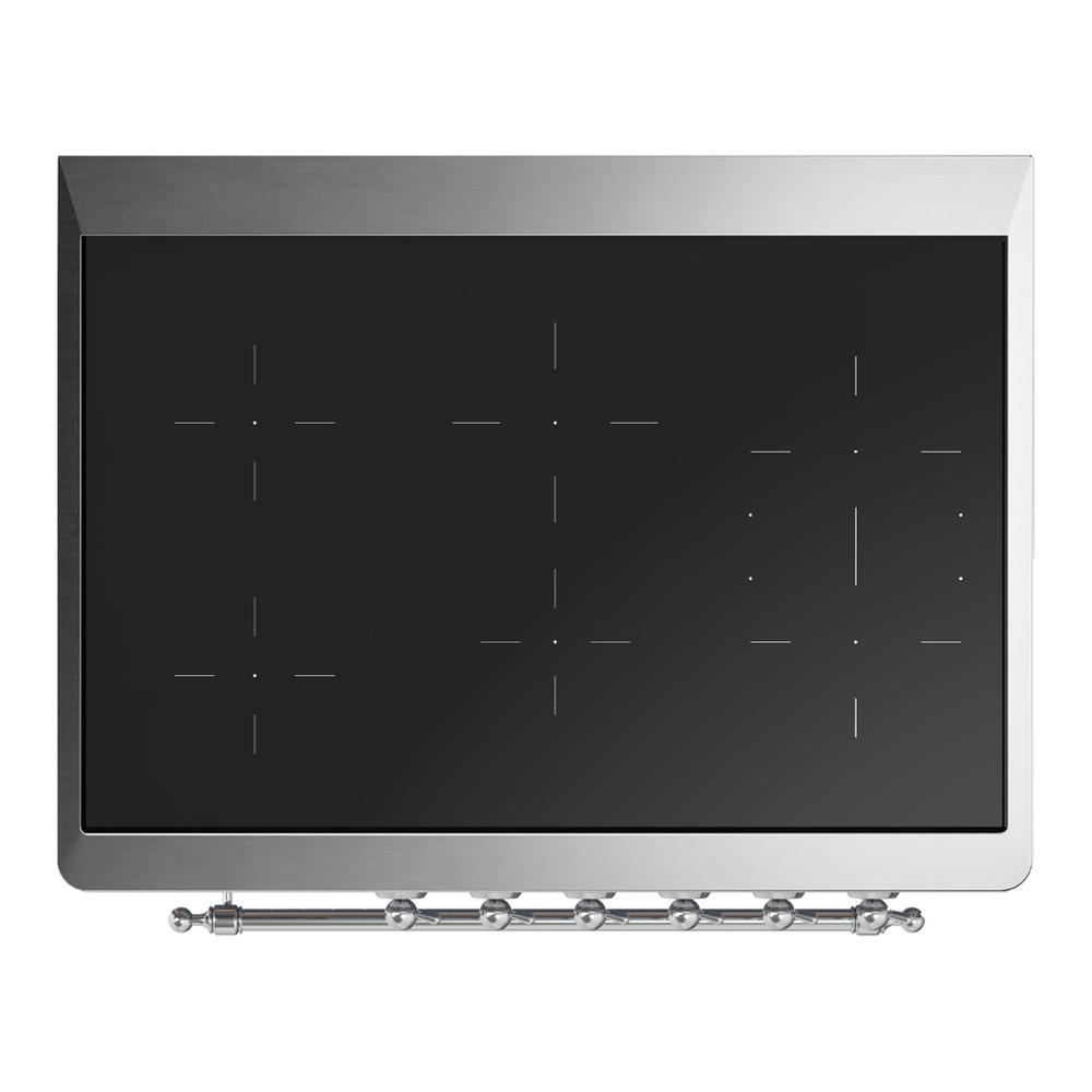 ILVE UMIB36NR3BGC Majestic III 36 inch Induction Range with 6 Elements, 3.5 cu. ft. Total Oven Capacity (Triple Glass Door, Blue Grey, Chrome)