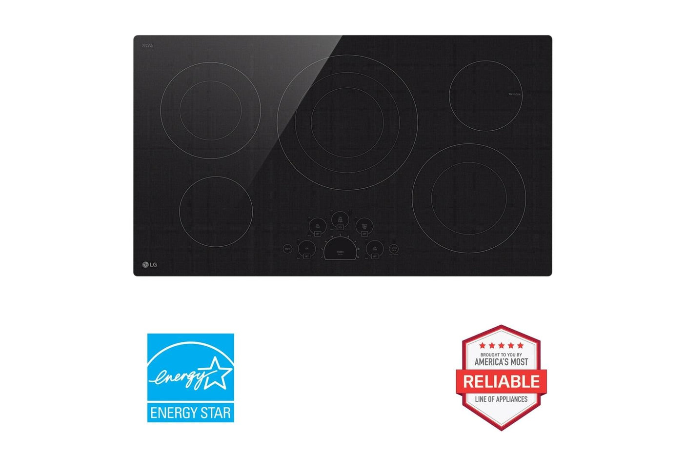 36" Radiant Cooktop, 5 Burner, Black, Energy Star