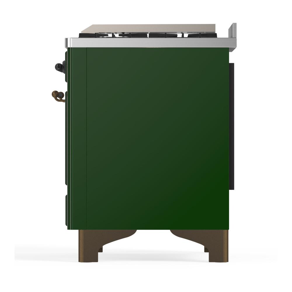 ILVE UM48FNR3EGBLP Majestic III 48 inch Dual Fuel Range with 8 Burners and Griddle, Dual Function Burner up to 25,000 BTU (Liquid Propane, Triple Glass Door, Emerald Green, Burnished)