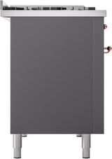 Nostalgie II 48 Inch Dual Fuel Liquid Propane Freestanding Range in Matte Graphite with Copper Trim