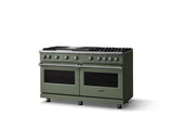 60"W. Sealed Burner Gas Range (Finish: Eucalyptus, Trim: Polished Chrome, Fuel: Natural Gas)