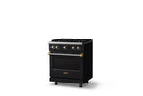 30"W. Sealed Burner Gas Range (Finish: Onyx, Trim: Polished Chrome, Fuel: Propane)