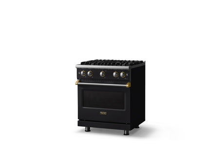 30"W. Sealed Burner Gas Range (Finish: Onyx, Trim: Polished Chrome, Fuel: Propane)