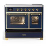 ILVE UMDIB40NR3MBG Majestic III 40 inch Induction Range with 6 Elements, 3.82 cu. ft. Total Oven Capacity (Triple Glass Door, Midnight Blue, Brass)