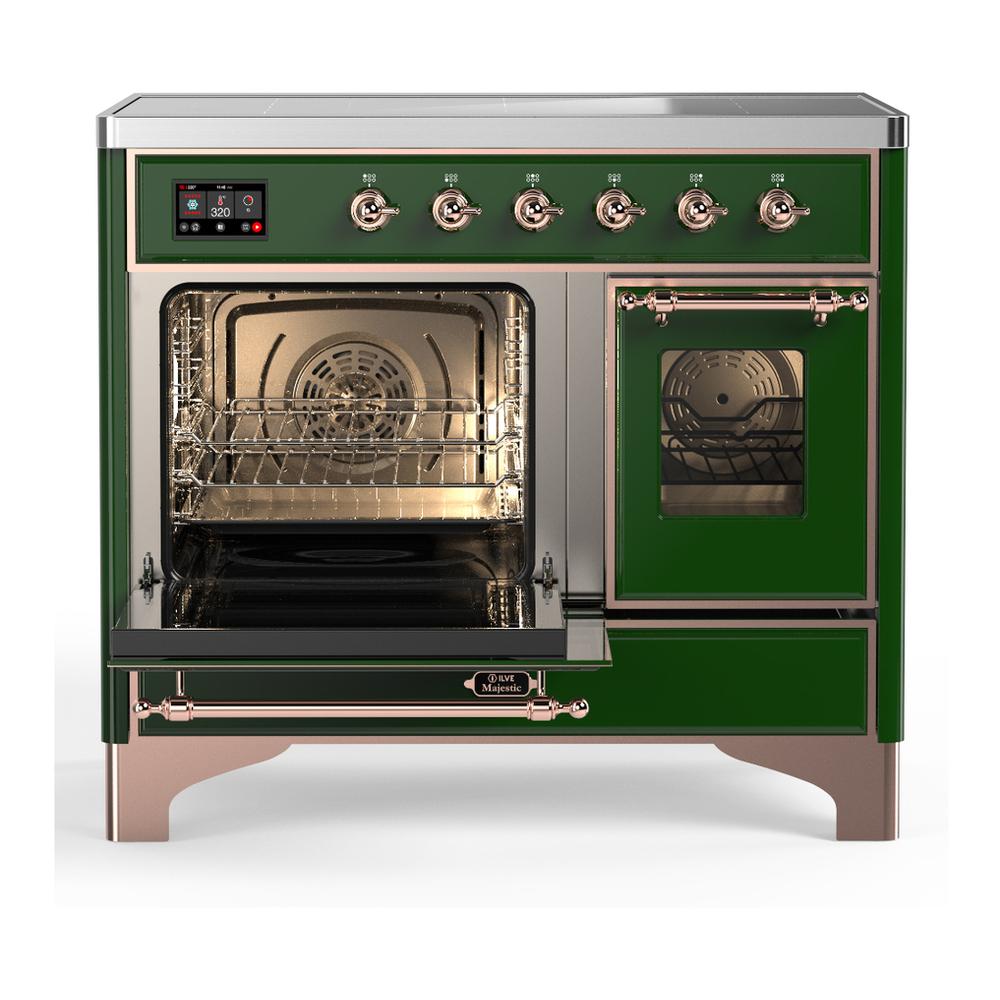 ILVE UMDIB40NR3EGP Majestic III 40 inch Induction Range with 6 Elements, 3.82 cu. ft. Total Oven Capacity (Triple Glass Door, Emerald Green, Copper)
