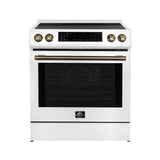 Forno Donatello Espresso 30-Inch Slide-In White Induction Range, Convection Oven, 5 Cooking Zones, Touch Control Panel