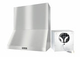 DAR 1230 Set 21 Wall-Mounted Range Hood with Extraction Mode with external XXL motor including 24" chimney cover.