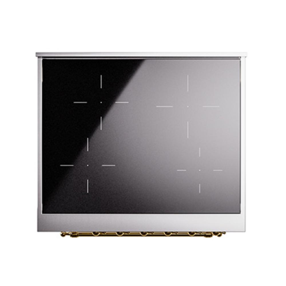 ILVE UNI304QNMPAWG Nostalgie II Noblesse 30 inch Induction Range (Solid Door, Antique White, Brass)