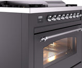 Nostalgie II 36 Inch Dual Fuel Liquid Propane Freestanding Range in Matte Graphite with Chrome Trim