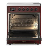 ILVE UMIB30QNR3BUB Majestic III 30 inch Induction Range with 4 Elements, 4 cu. ft. Oven Capacity (Solid Door, Burgundy, Burnished)