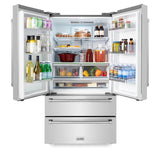 ZLINE 36" 22.5 cu. ft 4-Door French Door Refrigerator with Ice Maker and Water Filter in Fingerprint Resistant Stainless Steel (RFM-WF-36)