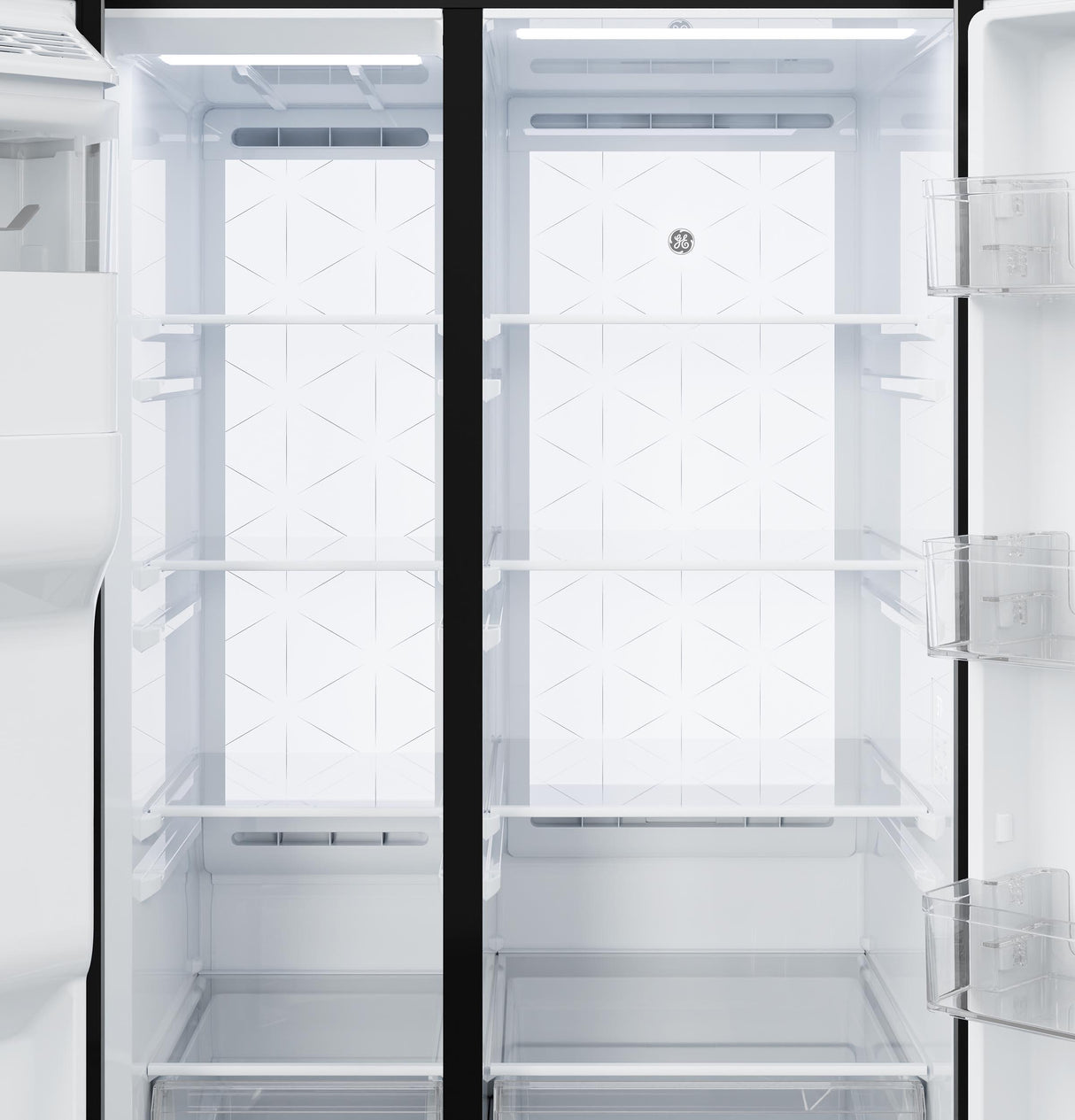GE® 23.5 Cu. Ft. Counter-Depth Side-By-Side Refrigerator with LED Light Walls and Extra Tall Dispenser
