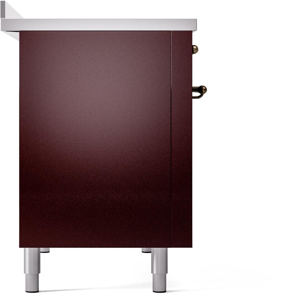 Nostalgie II 48 Inch Electric Freestanding Range in Burgundy with Bronze Trim