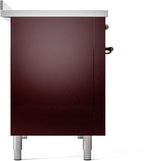 Nostalgie II 48 Inch Electric Freestanding Range in Burgundy with Bronze Trim