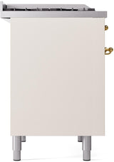 Nostalgie II 40 Inch Dual Fuel Natural Gas Freestanding Range in Antique White with Brass Trim