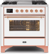 Majestic II 36 Inch Dual Fuel Liquid Propane Freestanding Range in White with Copper Trim