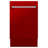ZLINE 18" Tallac Series 3rd Rack Top Control Dishwasher with Traditional Handle, 51dBa [Color: Red Gloss]