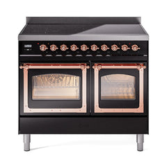 ILVE UNDI406NMPBKP Nostalgie II Noblesse 40 inch Induction Range (Triple Glass Door, Glossy Black, Copper)