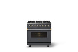 36"W. Dual Fuel Range (Burner: 6b, Finish: Cast Black, Trim: Polished Chrome, Fuel: Propane)