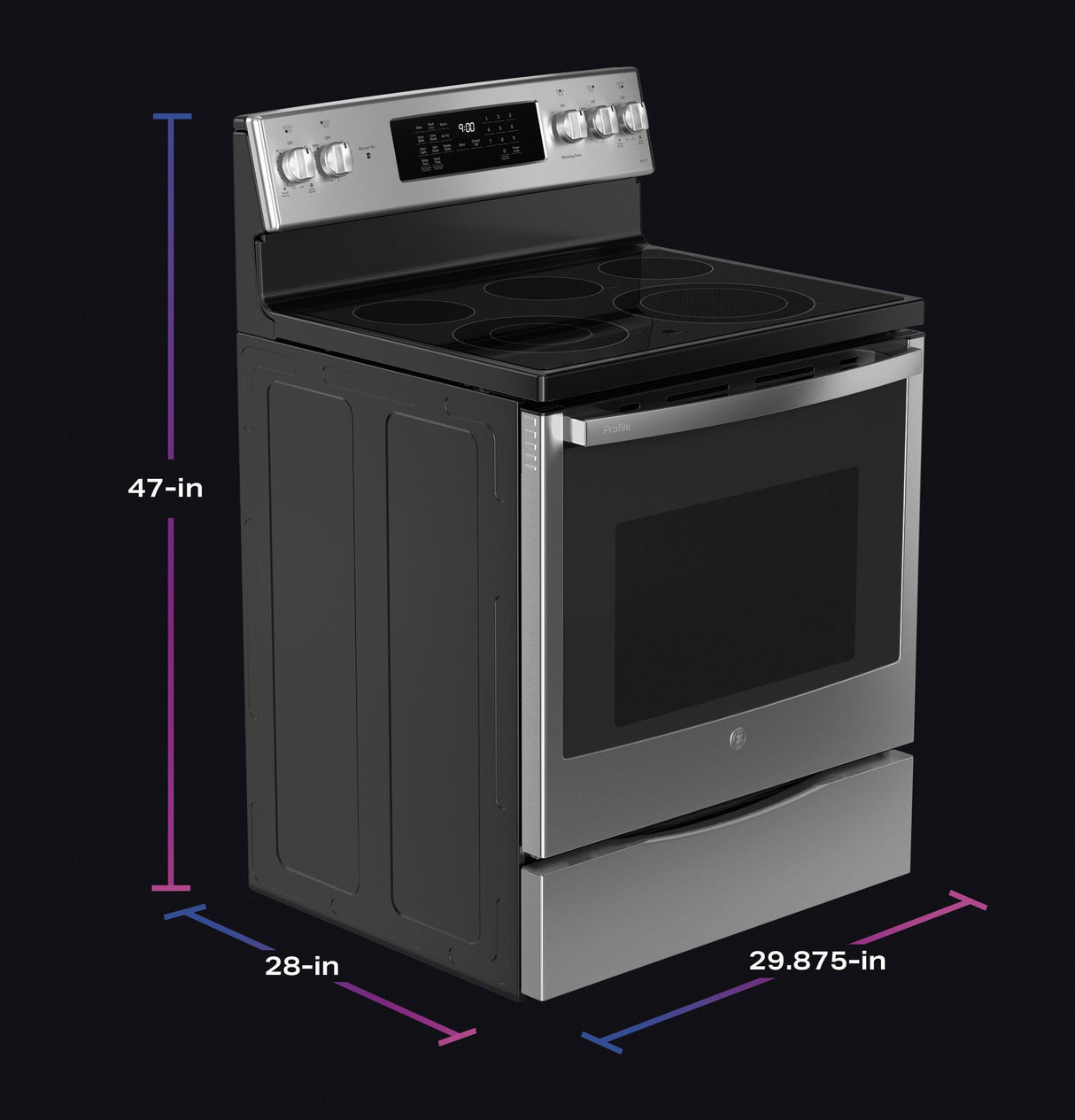 GE Profile™ ENERGY STAR® 30" Smart Free-Standing Electric Convection Fingerprint Resistant Range with No Preheat Air Fry