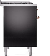 Nostalgie II 40 Inch Dual Fuel Natural Gas Freestanding Range in Glossy Black with Copper Trim