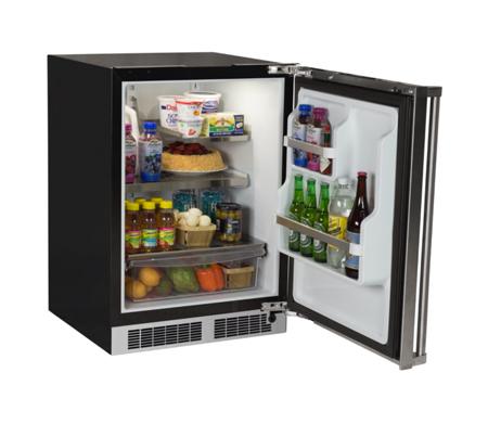 24" All Refrigerator with Drawer Storage - Solid Stainless Door With Lock - Integrated Right Hinge