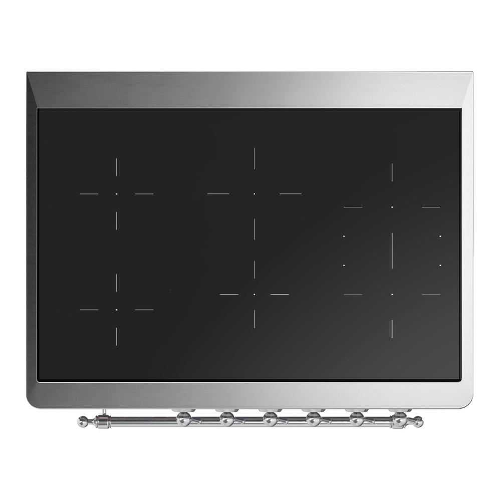 ILVE UMIB36NR3BKC Majestic III 36 inch Induction Range with 6 Elements, 3.5 cu. ft. Total Oven Capacity (Triple Glass Door, Glossy Black, Chrome)