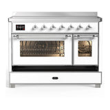 ILVE UMIB48NR3WHC Majestic III 48 inch Induction Range with 6 Elements, 5.02 cu. ft. Total Oven Capacity (Triple Glass Door, White, Chrome)