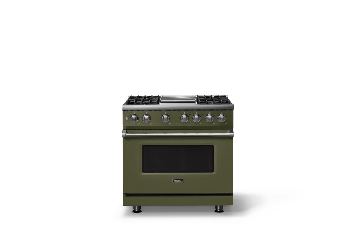 36"W. Dual Fuel Range (Burner: 4g, Finish: Martini, Trim: Polished Chrome, Fuel: Natural Gas)