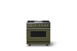 36"W. Dual Fuel Range (Burner: 4g, Finish: Martini, Trim: Polished Chrome, Fuel: Propane)