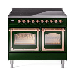 ILVE UNDI406NMPEGP Nostalgie II Noblesse 40 inch Induction Range (Triple Glass Door, Emerald Green, Copper)