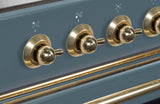 Majestic II 60 Inch Dual Fuel Natural Gas Freestanding Range in Blue Grey with Brass Trim