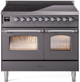Nostalgie II 40 Inch Electric Freestanding Range in Matte Graphite with Chrome Trim