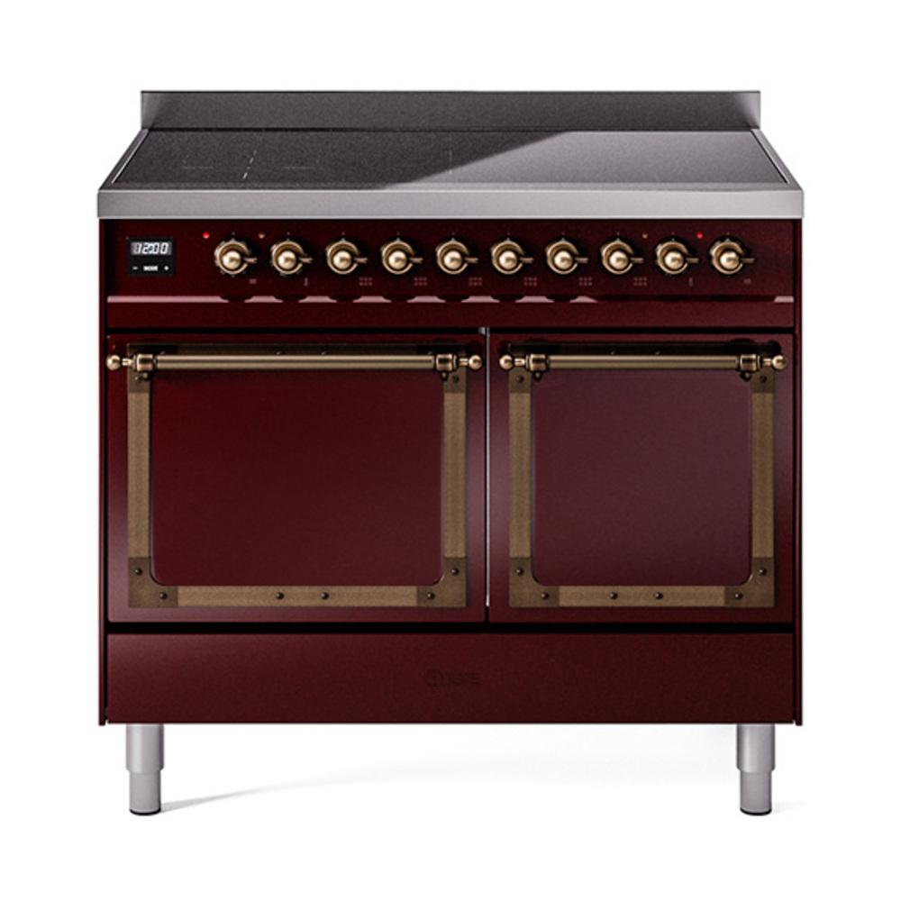 ILVE UNDI406QNMPBUB Nostalgie II Noblesse 40 inch Induction Range (Solid Door, Burgundy, Burnished)