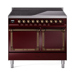 ILVE UNDI406QNMPBUB Nostalgie II Noblesse 40 inch Induction Range (Solid Door, Burgundy, Burnished)