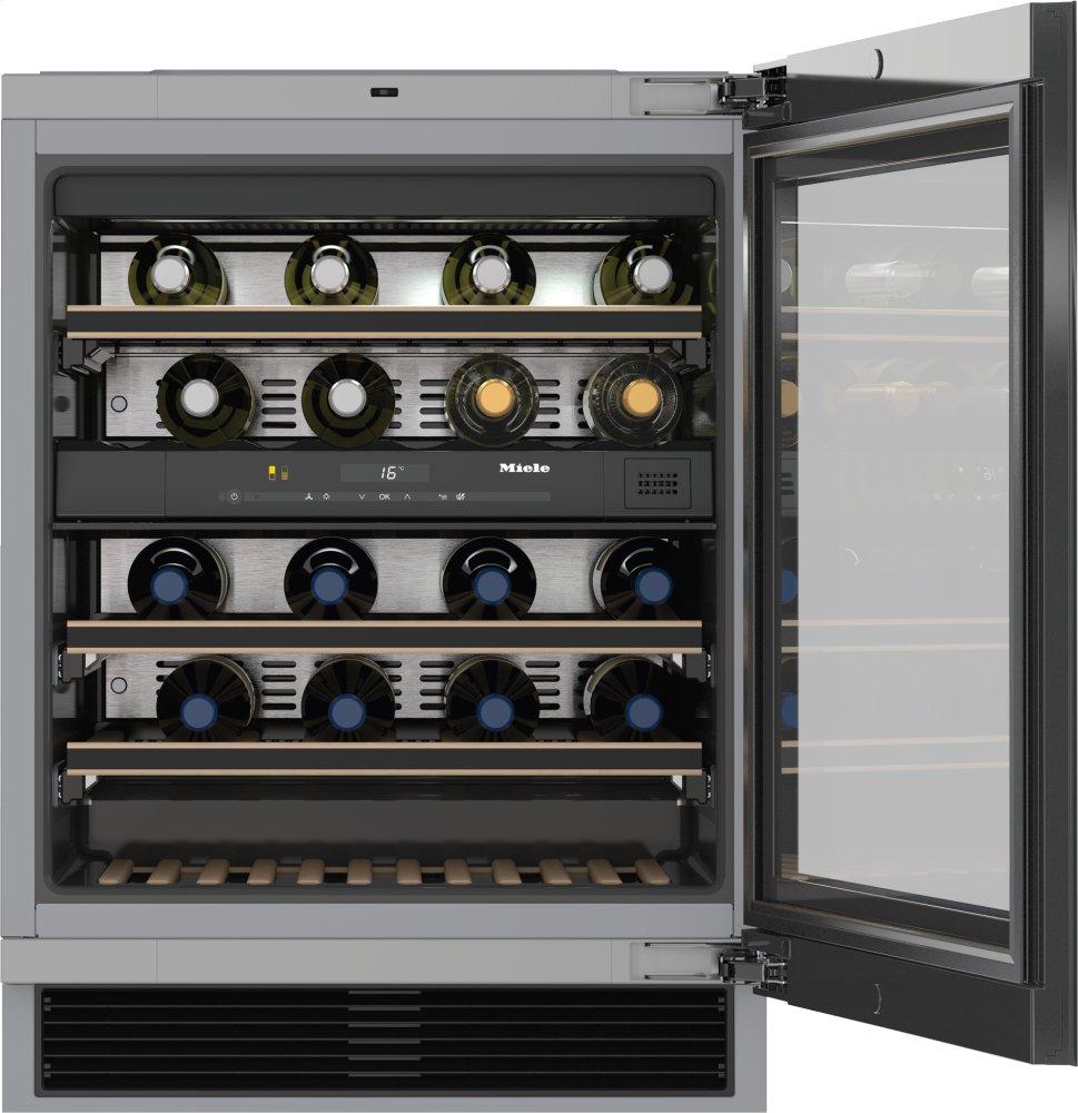 KWT 6322 UG Obsidian Black glass - Built-under wine storage unit with FlexiFrame and Push2open for greater versatility and top-quality design.
