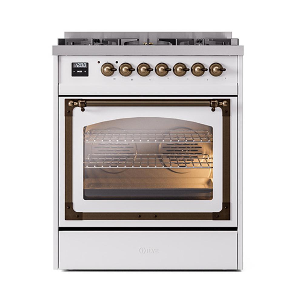ILVE UN30NMPRABLP Nostalgie II Noblesse 30 inch Dual Fuel Range (Liquid Propane, Triple Glass Door, RAL, Burnished)