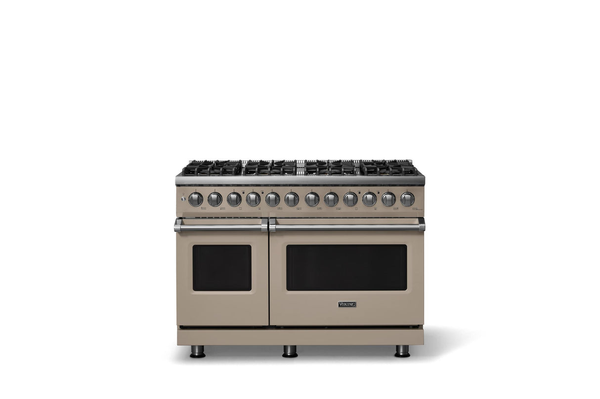 48"W. Dual Fuel Range (Burner: 8b, Finish: Nantucket, Trim: Polished Chrome, Fuel: Propane)