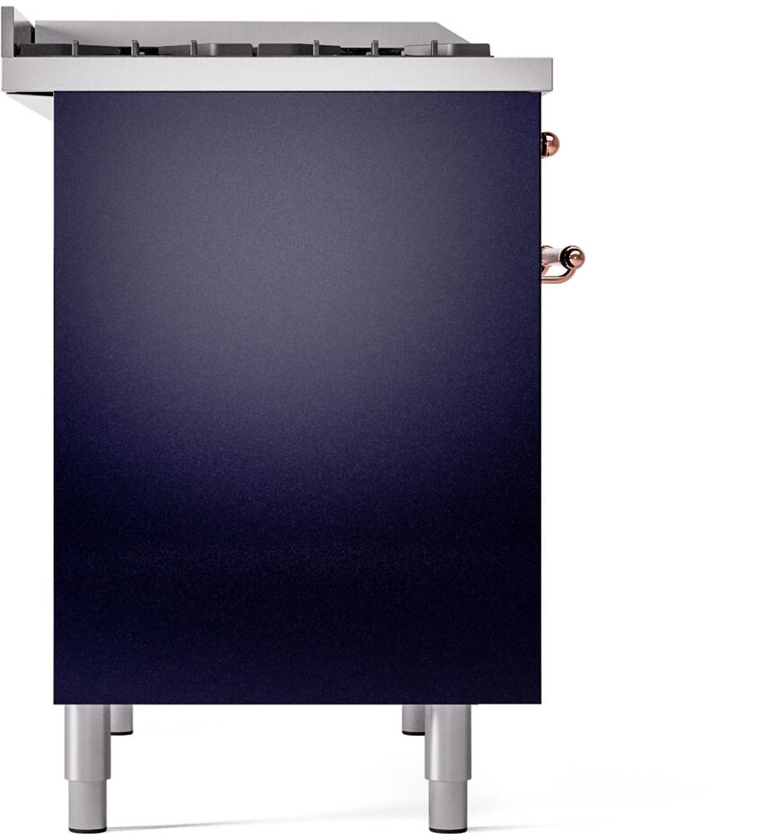 Nostalgie II 40 Inch Dual Fuel Natural Gas Freestanding Range in Blue with Copper Trim