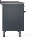 Nostalgie II 48 Inch Dual Fuel Natural Gas Freestanding Range in Blue Grey with Chrome Trim